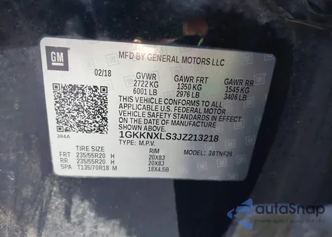 2018 GMC Acadia Denali from USA, damaged, VIN 1GKKNXLS3JZ213218